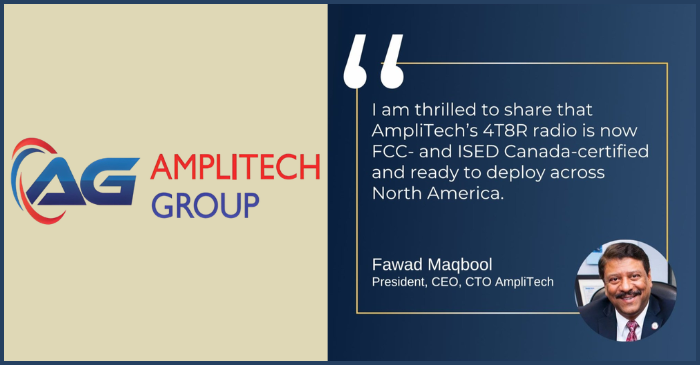 Сертифицированный радиомодуль AmpliTech AMP-4T8R-MPRU для сетей Open RAN